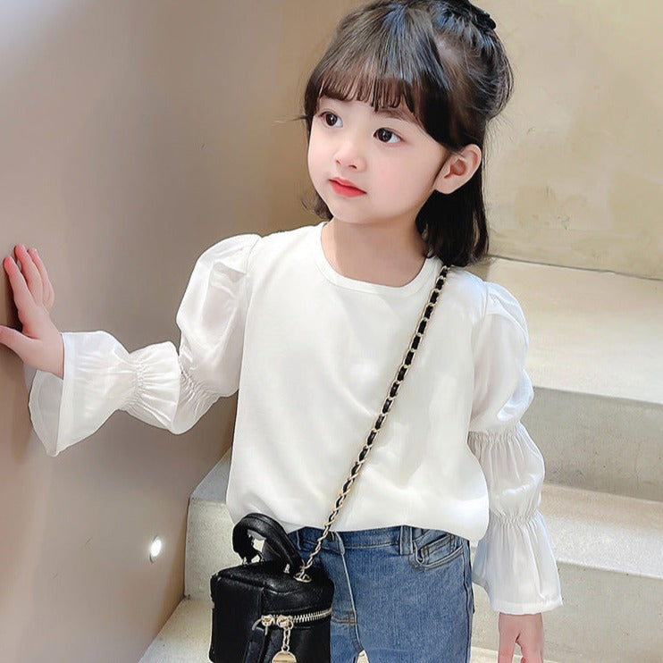 [507673] - Atasan Blouse Polos Lengan Panjang Anak Perempuan - Motif Tie Sleeve