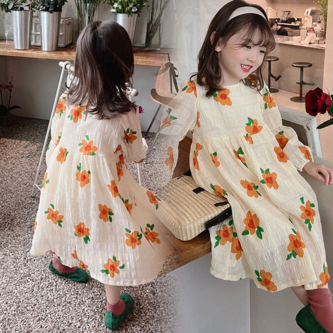 [507675] - Long Dress Bunga Anak Perempuan - Motif Decorative Flowers