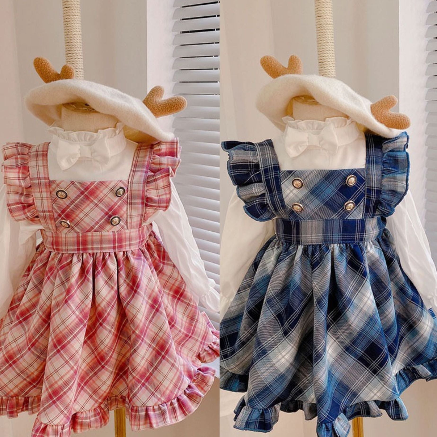 [507677] - Setelan Blouse Overall Anak Perempuan - Motif Cross Box