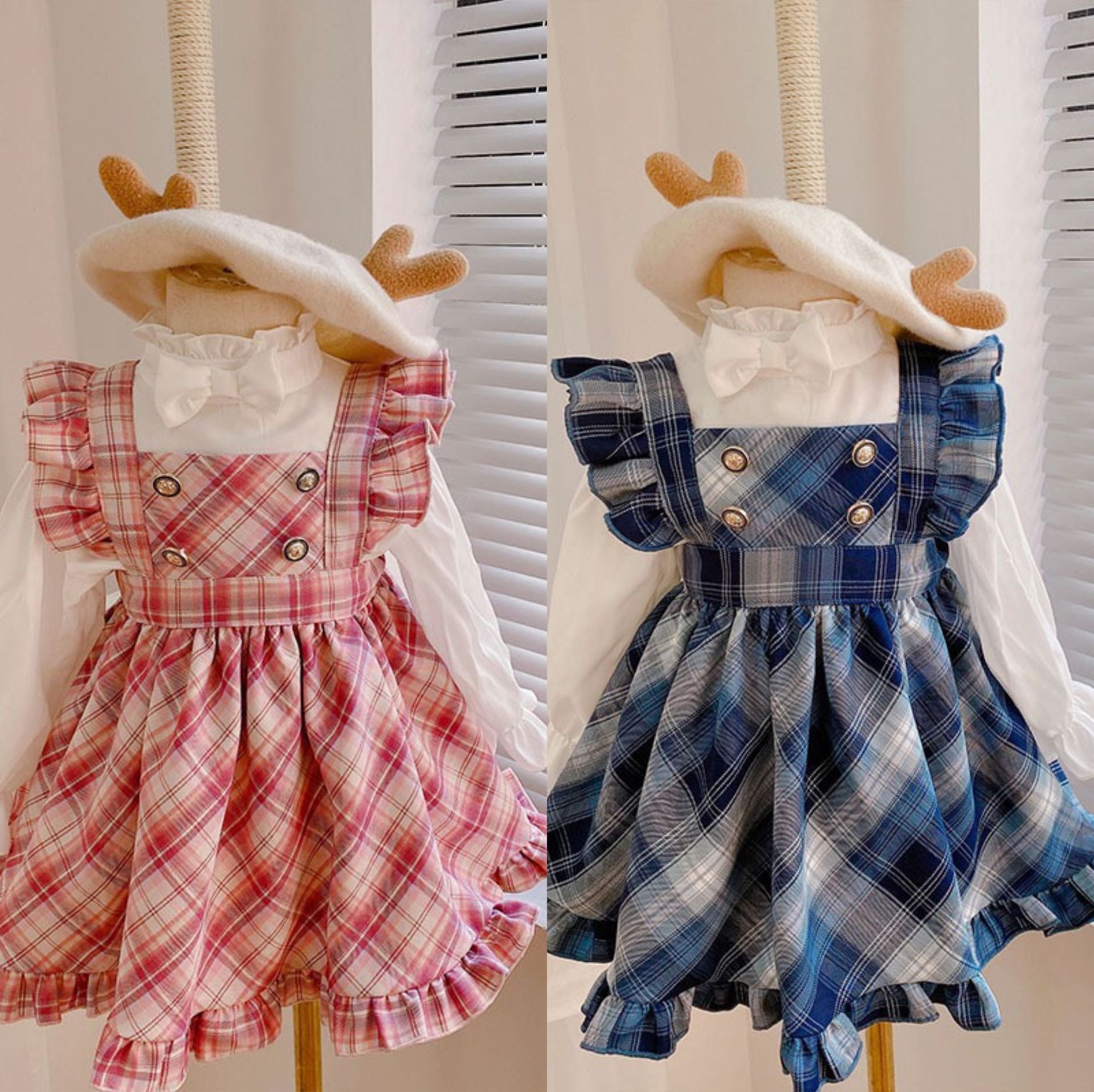 [507677] - Setelan Blouse Overall Anak Perempuan - Motif Cross Box
