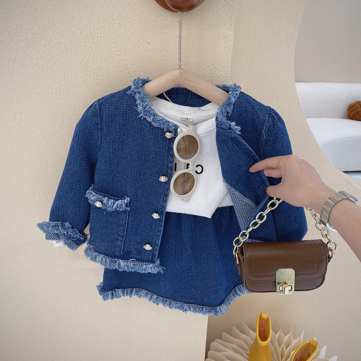 [507678] - Setelan Jaket Rok Pendek Anak Perempuan - Motif Lace Collar