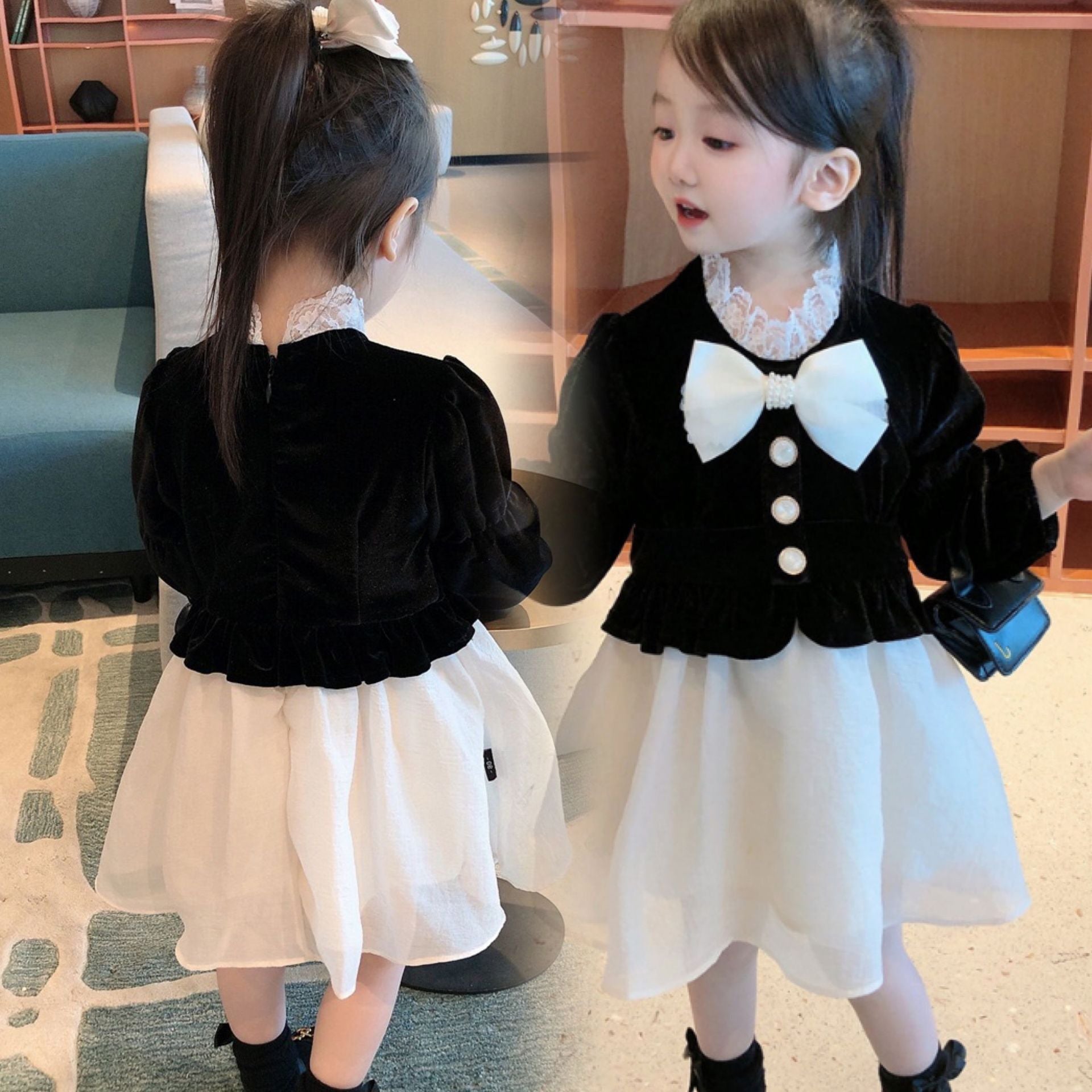 [507680] - Dress Pesta Lengan Panjang Anak Perempuan - Motif Luxurious Blouses