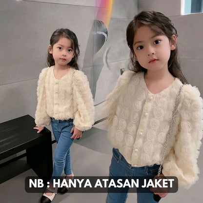 [507681] - Atasan Jaket Cardigan Anak Perempuan - Motif Row Roses