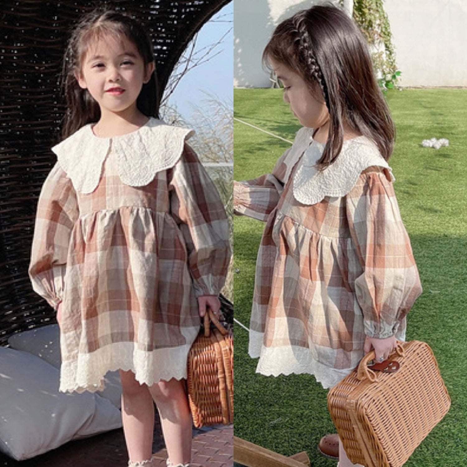 [507684] - Dress Kerah Renda Oversize Anak Perempuan - Motif Big Box