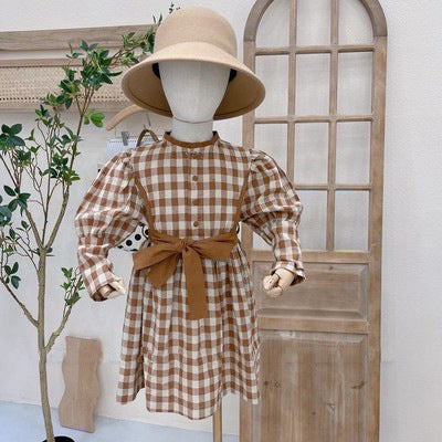 [507685] - Dress Kerah Bulat Anak Perempuan - Motif Small Box