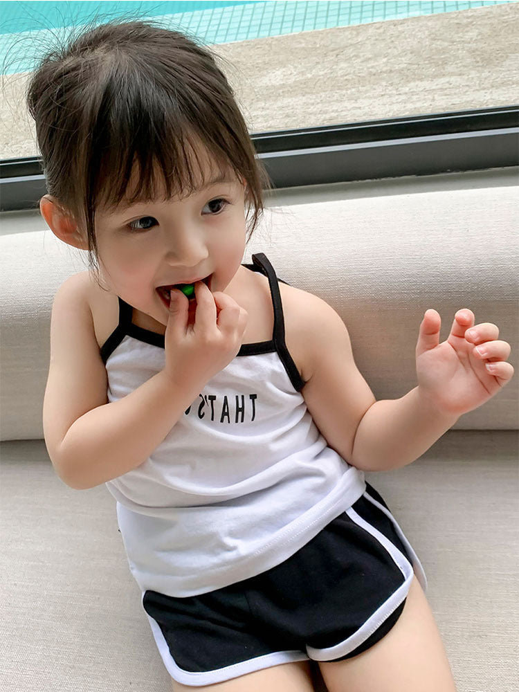 [507690] - Setelan Sport Tank Top Hotpants Anak Perempuan - Motif Plain Writing