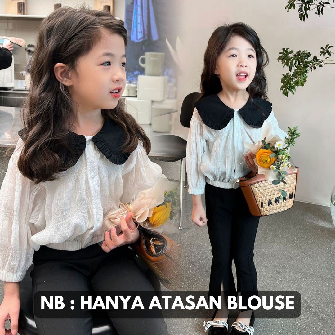 [507710] - Atasan Blouse Kerah Lengan Panjang Anak Perempuan - Motif Plain Embossed