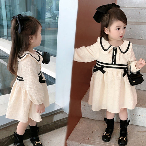 [507711] - Dress Kerah Renda Anak Perempuan - Motif Side Waistband