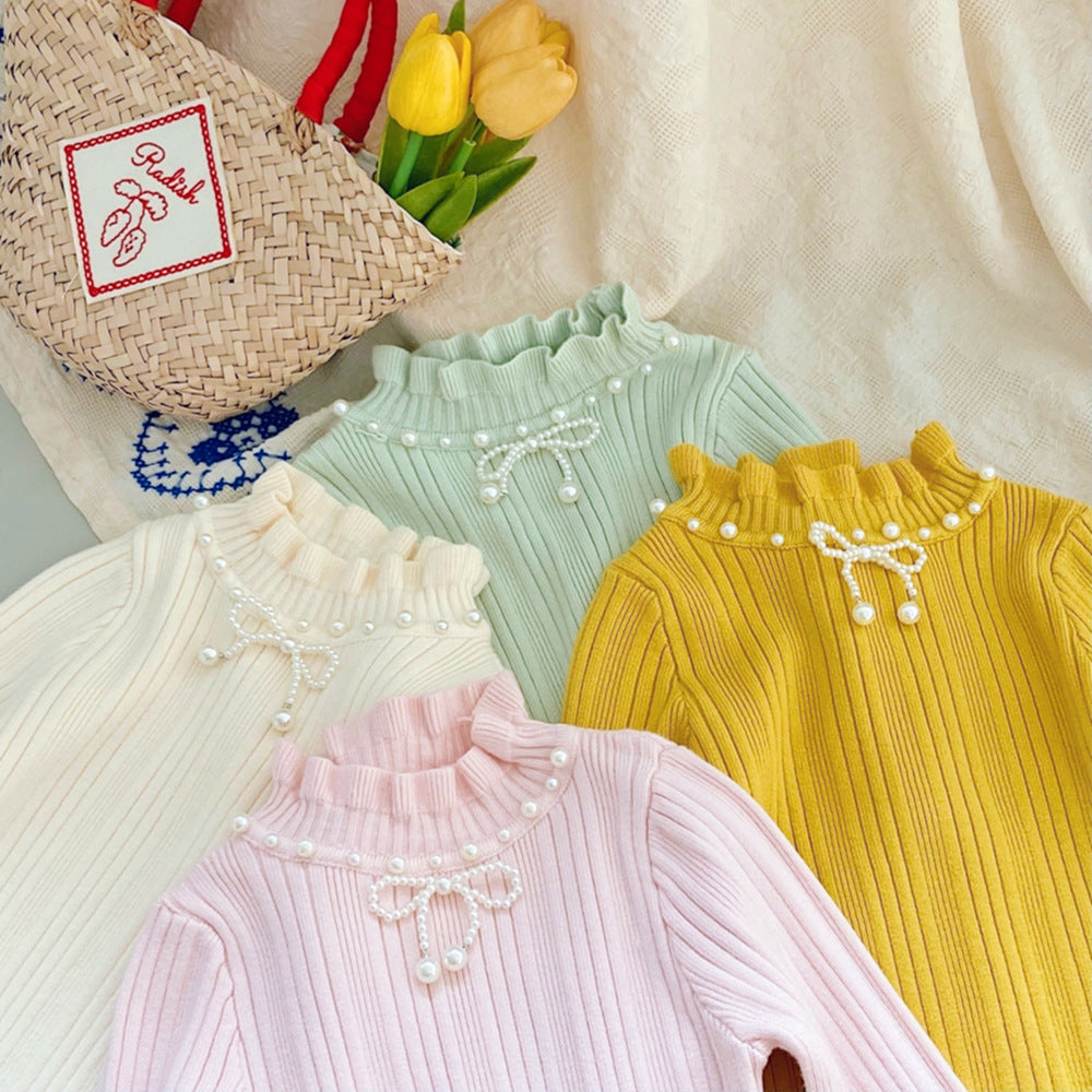[507712] - Baju Atasan Sweater Rajut Lengan Panjang Anak Perempuan - Motif Plain Horizontal