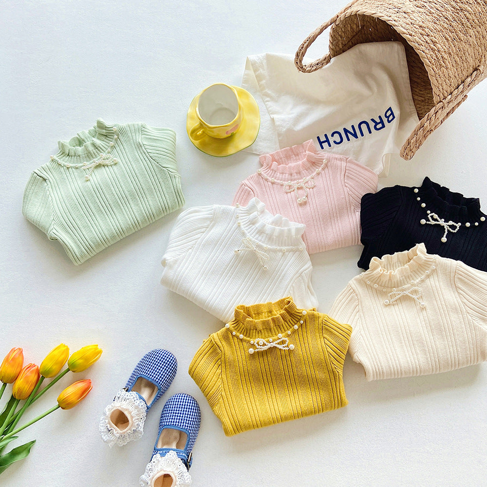 [507712] - Baju Atasan Sweater Rajut Lengan Panjang Anak Perempuan - Motif Plain Horizontal