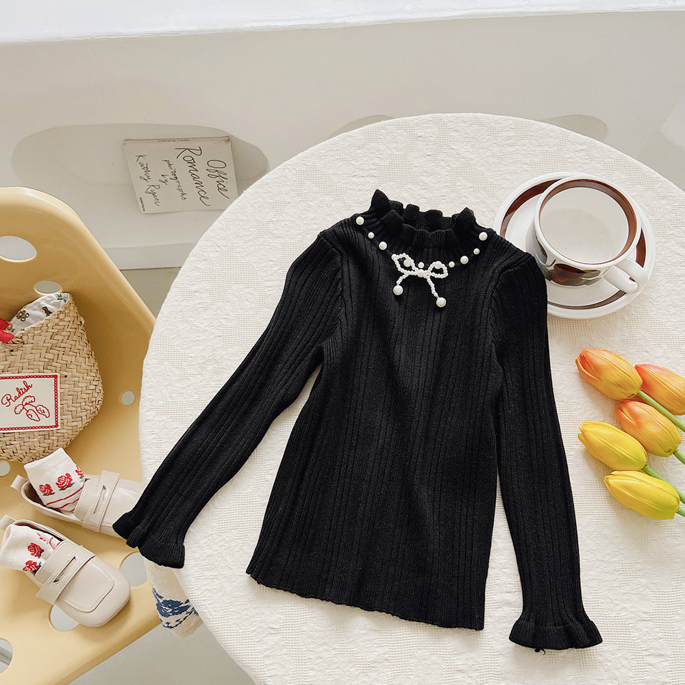 [507712] - Baju Atasan Sweater Rajut Lengan Panjang Anak Perempuan - Motif Plain Horizontal