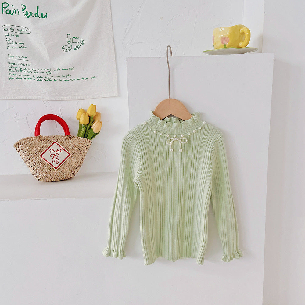 [507712] - Baju Atasan Sweater Rajut Lengan Panjang Anak Perempuan - Motif Plain Horizontal