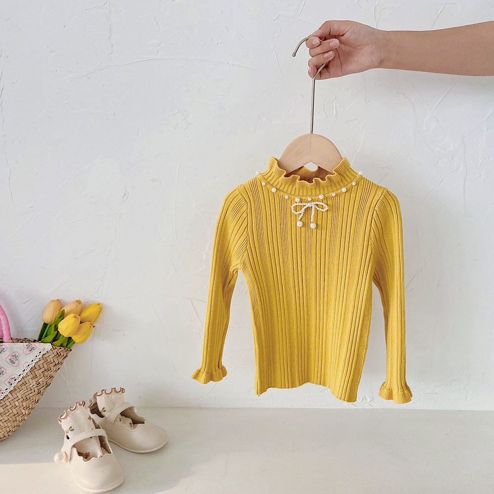 [507712] - Baju Atasan Sweater Rajut Lengan Panjang Anak Perempuan - Motif Plain Horizontal