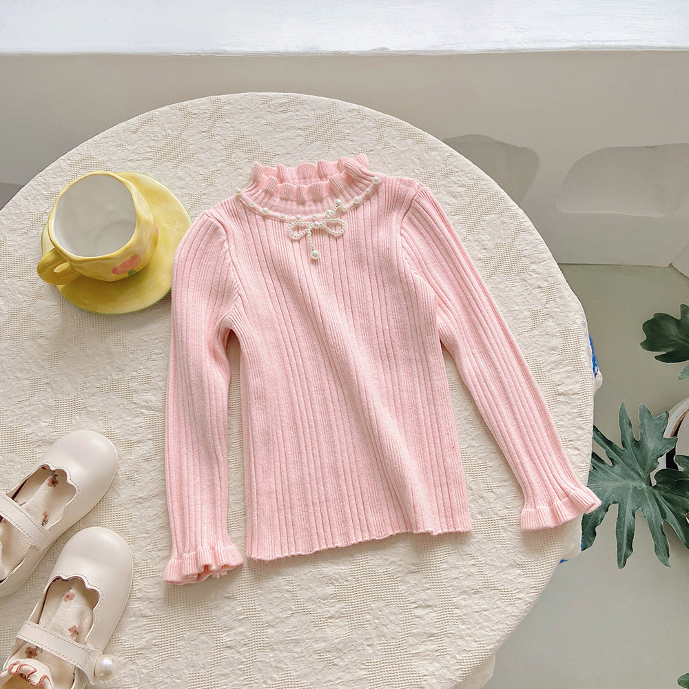 [507712] - Baju Atasan Sweater Rajut Lengan Panjang Anak Perempuan - Motif Plain Horizontal