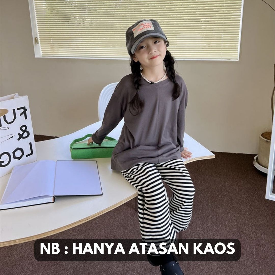 [507715] - Atasan Kaos Polos Oversize Anak Perempuan - Motif Plain Width