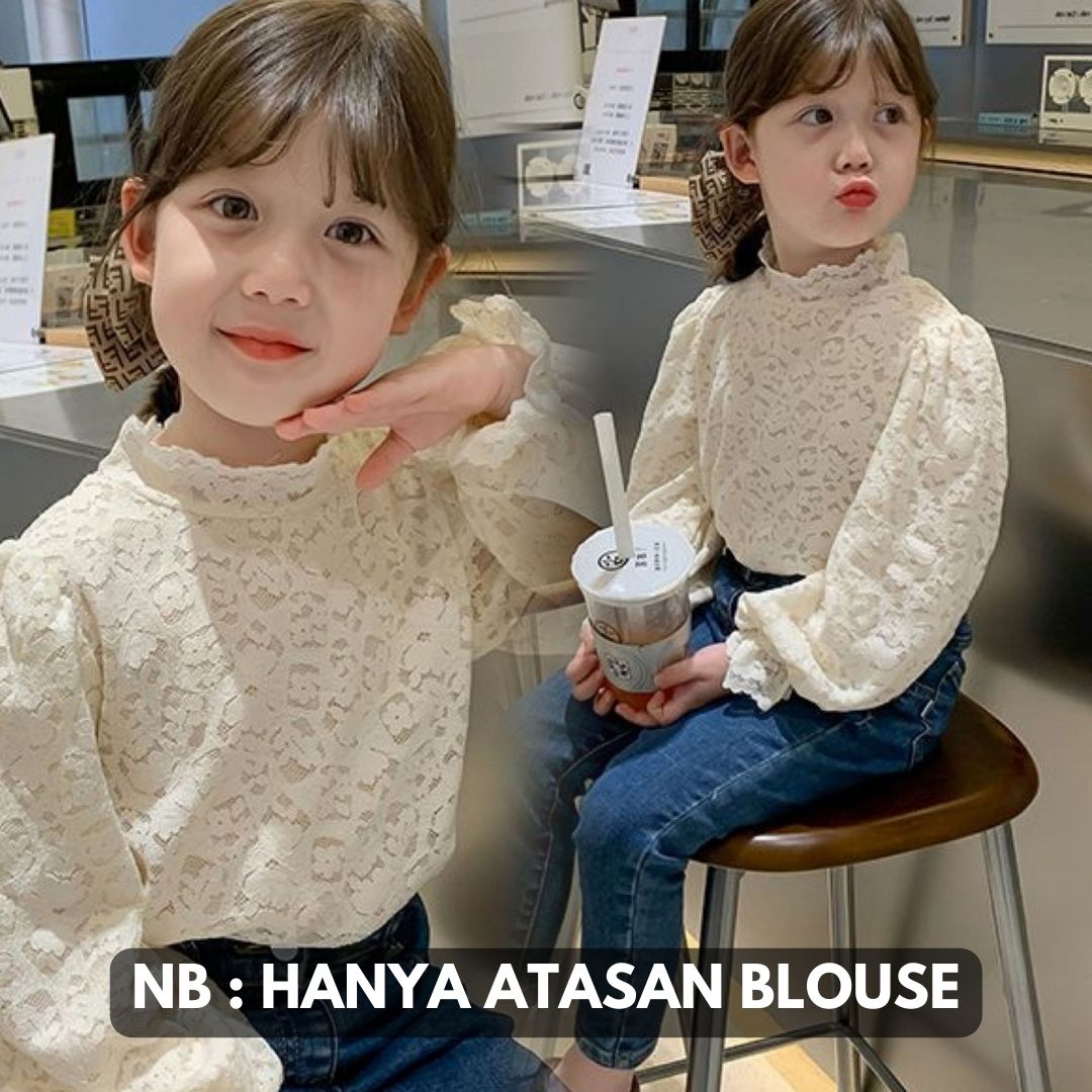 [507724] - Atasan Blouse Low Turtle Neck Anak Perempuan - Motif Patterned Holes