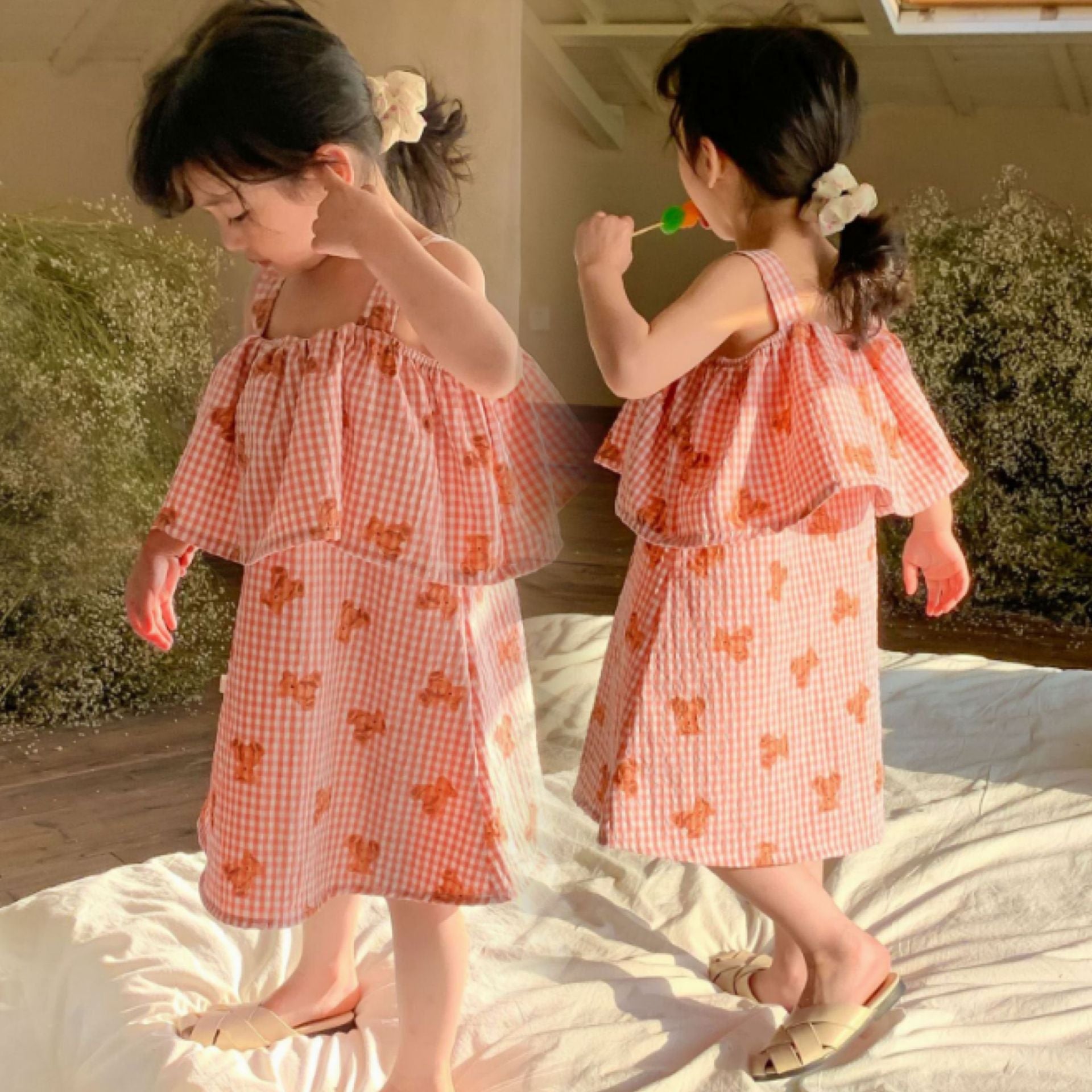 [507725] - Dress Tali Lengan Kutung Anak Perempuan - Motif Animal Box