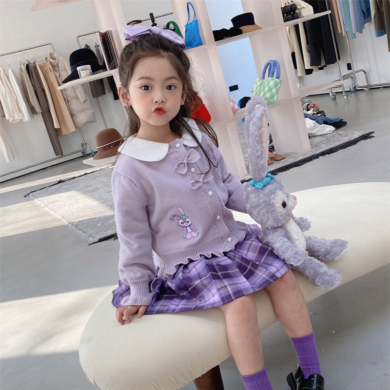 [507726] - Setelan Jaket Cardigan Rok Pendek Anak Perempuan - Motif Rabbit Ears