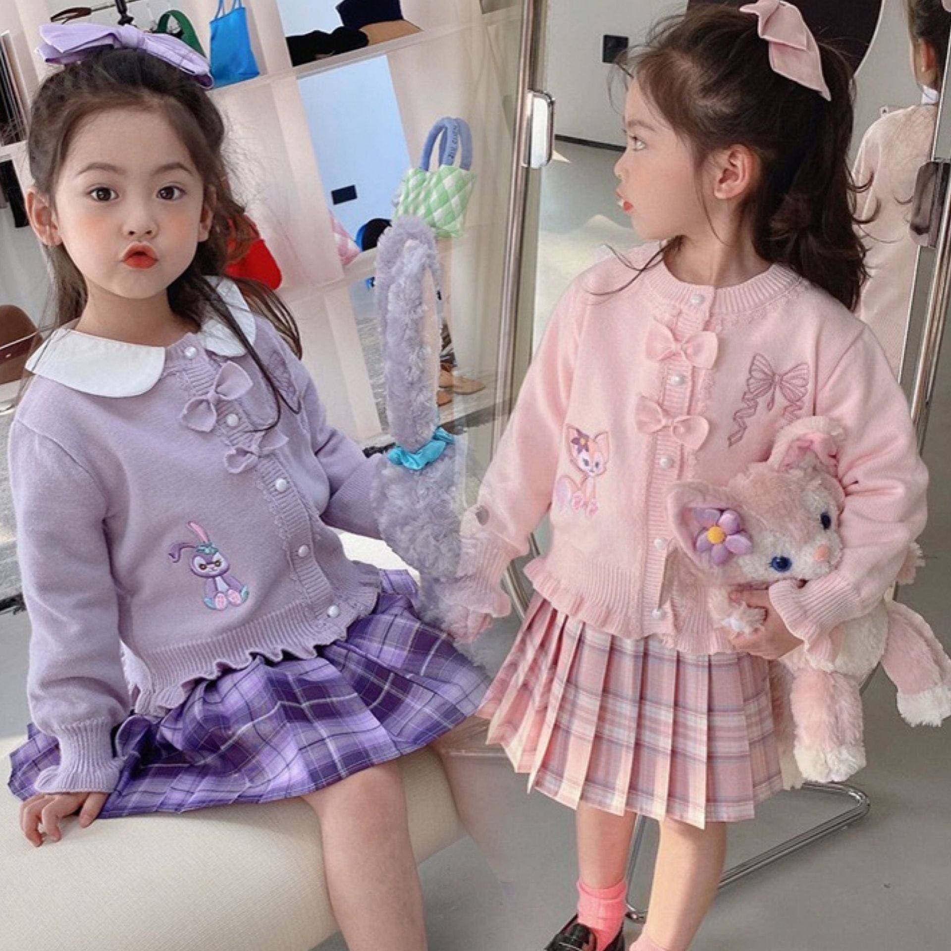 [507726] - Setelan Jaket Cardigan Rok Pendek Anak Perempuan - Motif Rabbit Ears