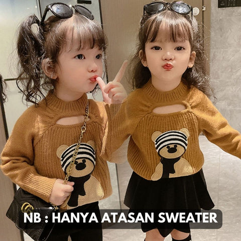 [507728] - Atasan Sweater Rajut Lengan Panjang Anak Perempuan - Motif Cold Bear