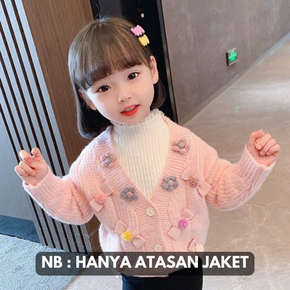 [507731] - Atasan 3D Jaket Cardigan Anak Perempuan - Motif Ribbon Flower