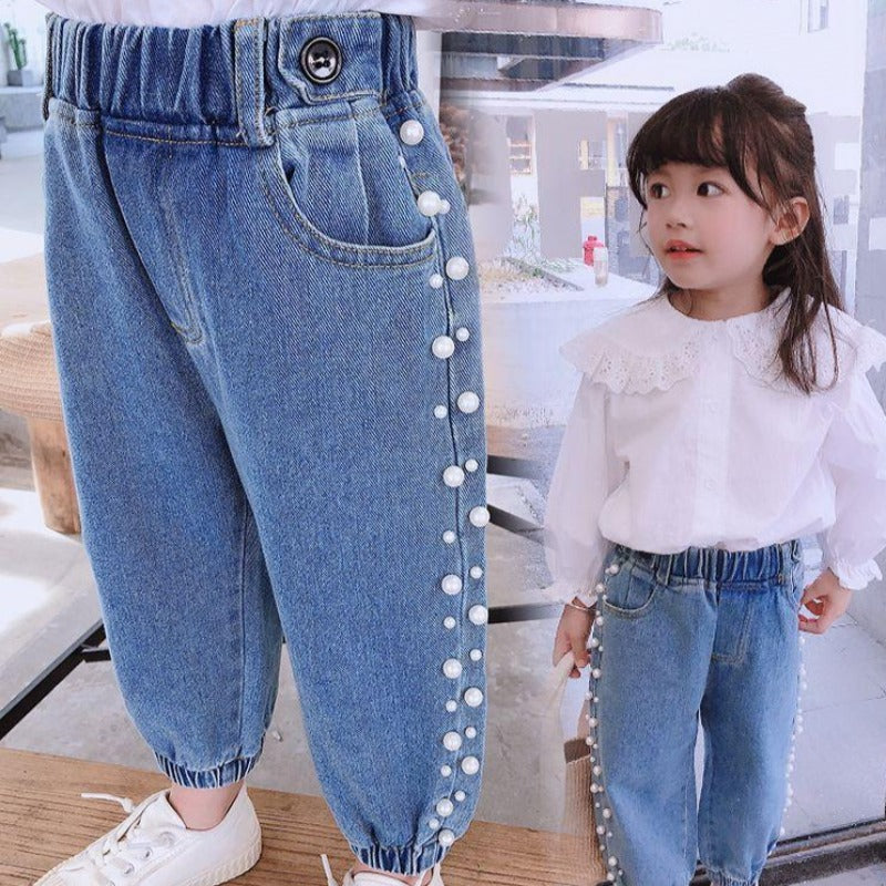 [508111] - Celana Jeans Anak Kekinian / Celana Anak Import - Motif Pearl Row