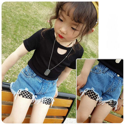 [508117] - Celana Pendek Jeans Anak Kekinian - Motif Torn Net