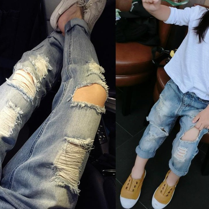 [508124] - Celana Jeans Anak Kekinian / Celana Anak Import - Motif Torn Fiber