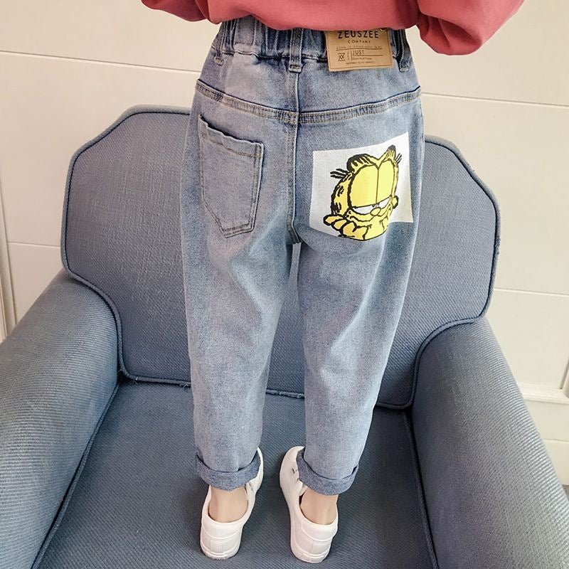 [508137] - Celana Jeans Anak Kekinian / Celana Anak Import - Motif Garfield Cartoon