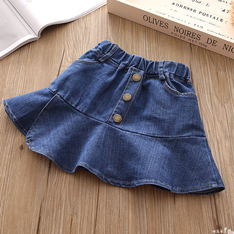 [508149] - Bawahan Rok Import Jeans Anak Kekinian - Motif Separate Connection