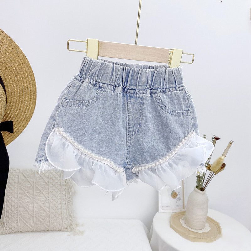[508156] - Celana Rok Jeans Anak Kekinian - Motif Lace Beads