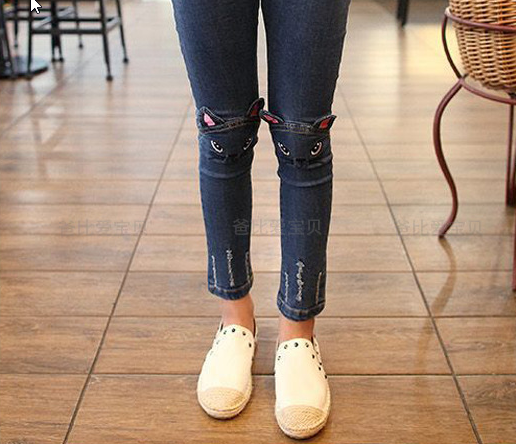 [508162] -Celana Panjang Jeans Anak Kekinian - Motif Cat Face