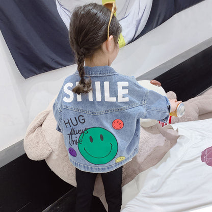 [508184] - Jaket Denim Trendi Anak / Jaket Anak - Motif Always Smile