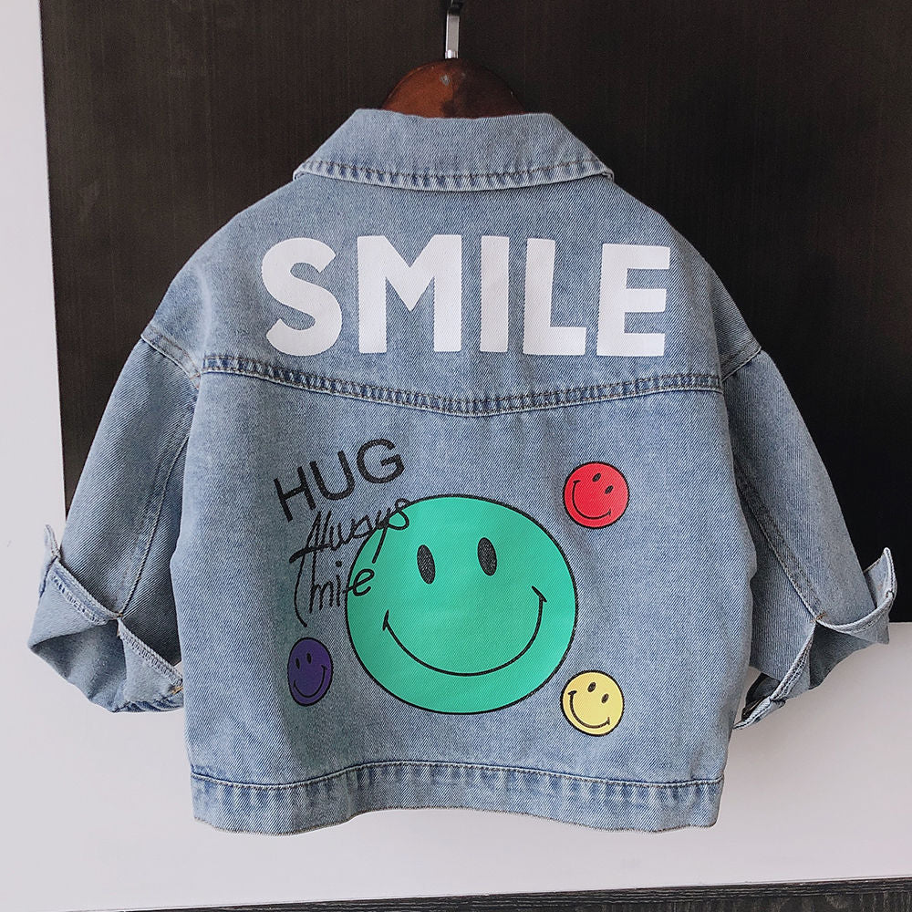 [508184] - Jaket Denim Trendi Anak / Jaket Anak - Motif Always Smile