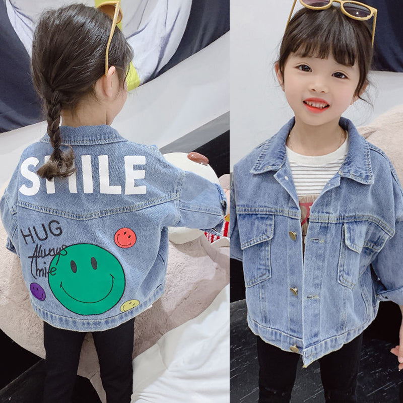 [508184] - Jaket Denim Trendi Anak / Jaket Anak - Motif Always Smile