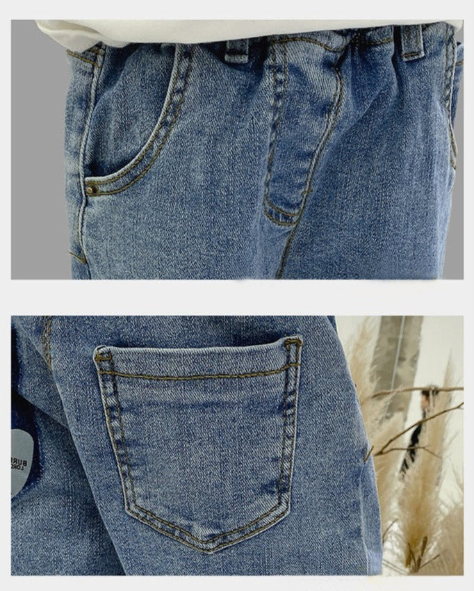 [508185] - Celana Jeans Panjang Import Anak Kekinian - Motif Bear Pouch