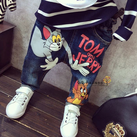[508179] - Celana Jeans Anak Kekinian / Celana Anak - Motif Chasing Cat