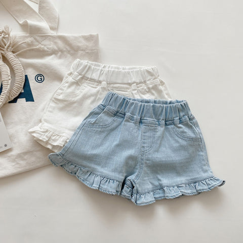 [508196] - Celana Pendek Kain Semi Jeans Hotpants Anak Perempuan - Motif Plain Lace