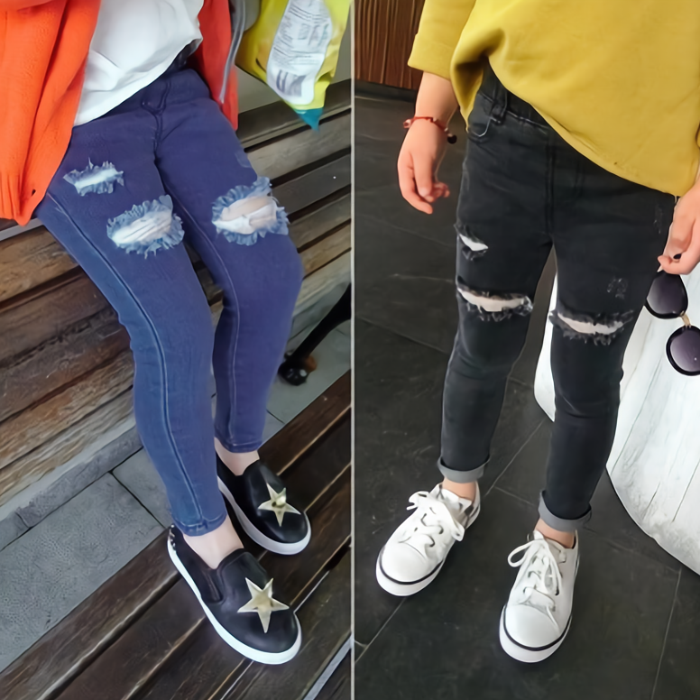 [508208] - Celana Panjang Skinny Jeans Sobek Anak Perempuan - Motif Ripped Tight