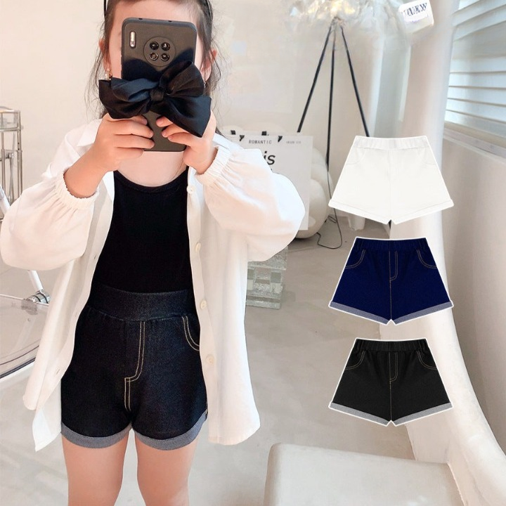[508209] - Celana Pendek Jeans Hotpants Anak Perempuan - Motif Smooth