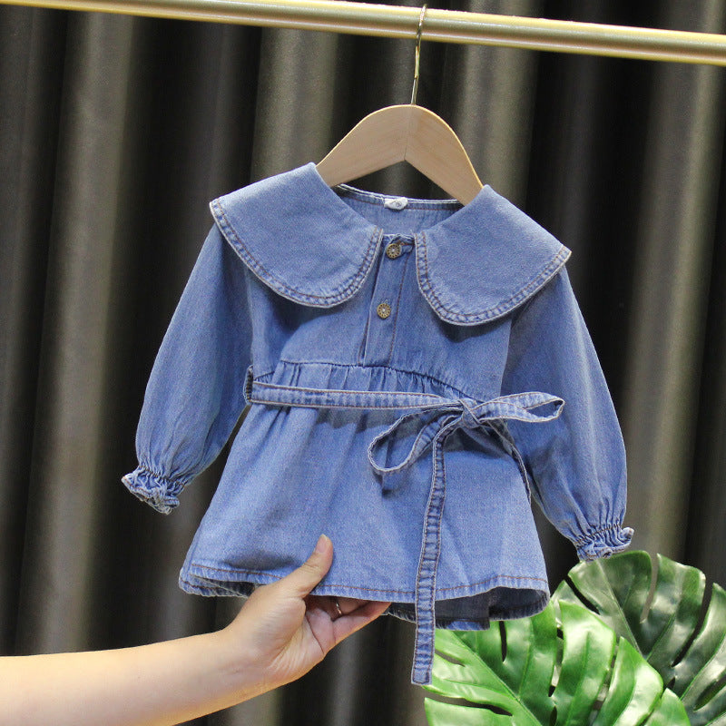 [509102] - Dress Jeans Fashion Anak Perempuan Import - Motif Big Collar
