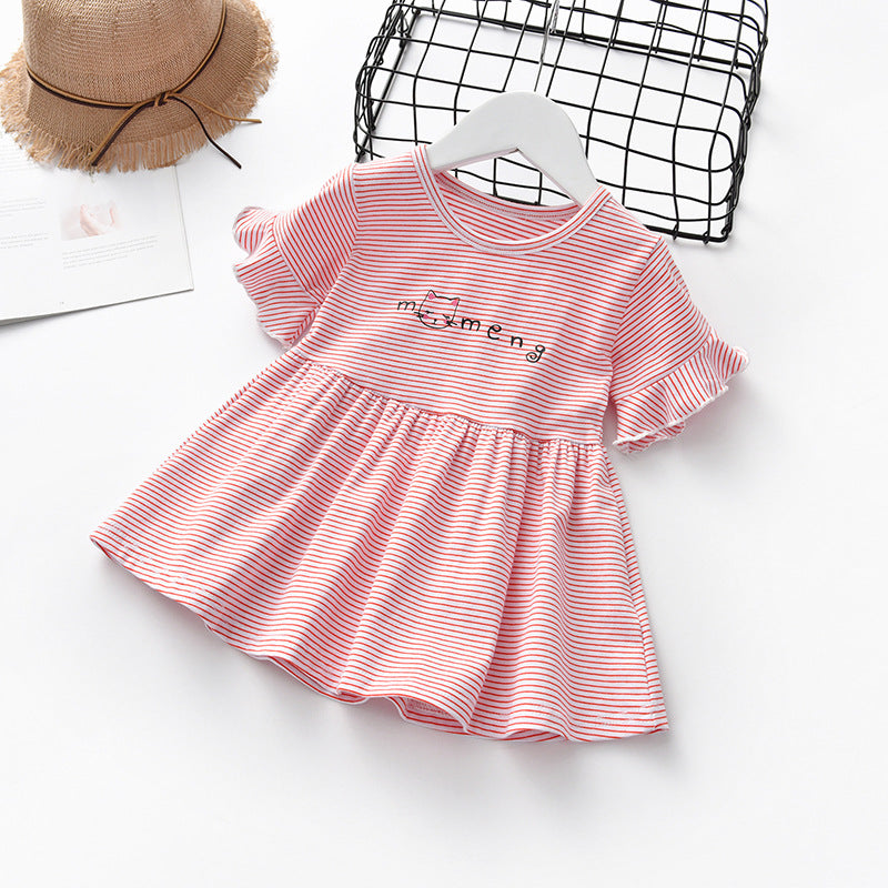 [511107-RED STRIPE] - Dress Anak Fashion Kekinian - Motif Thin Line