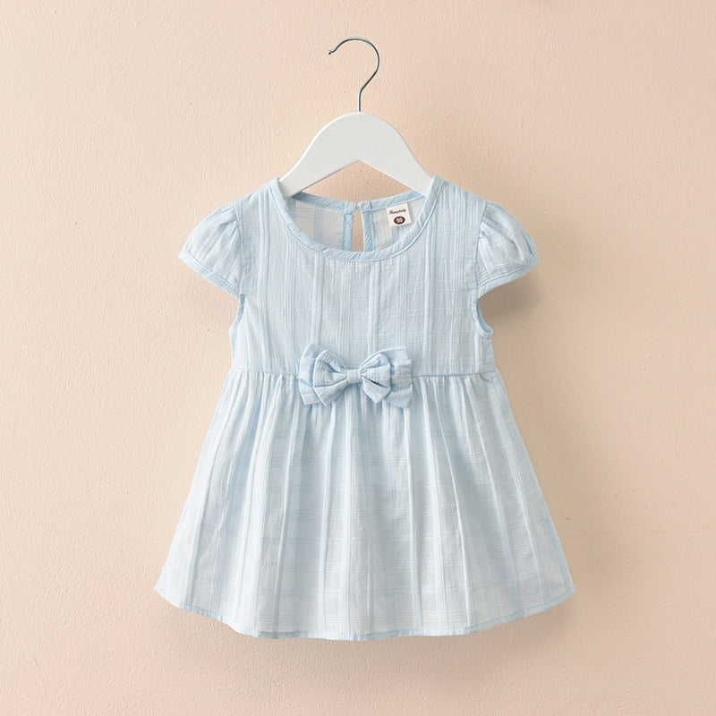 [511135-BLUE GREEN] - Dress Kutung Anak Import Fashion Kekinian - Motif Ribbon Box