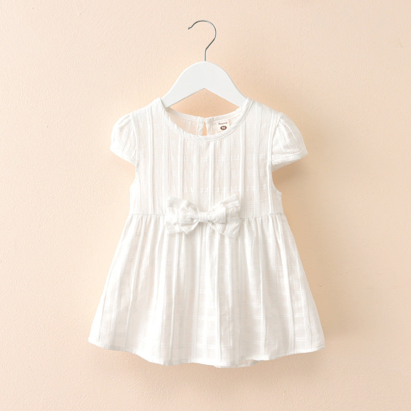 [511135-WHITE] - Dress Kutung Anak Perempuan Import Fashion Kekinian - Motif Ribbon Box