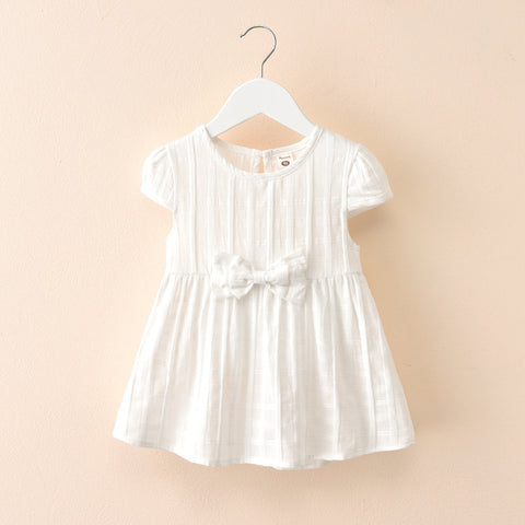 [511135-WHITE] - Dress Kutung Anak Perempuan Fashion Kekinian - Motif Ribbon Box