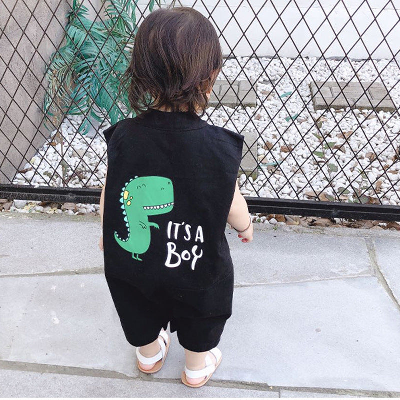[511137-BLACK] - Fashion Setelan Kutung Import Jumper Anak - Motif Dino Boy