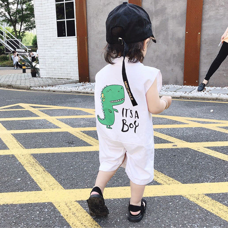[511137-WHITE] - Fashion Setelan Kutung Import Jumper Anak - Motif Dino Boy
