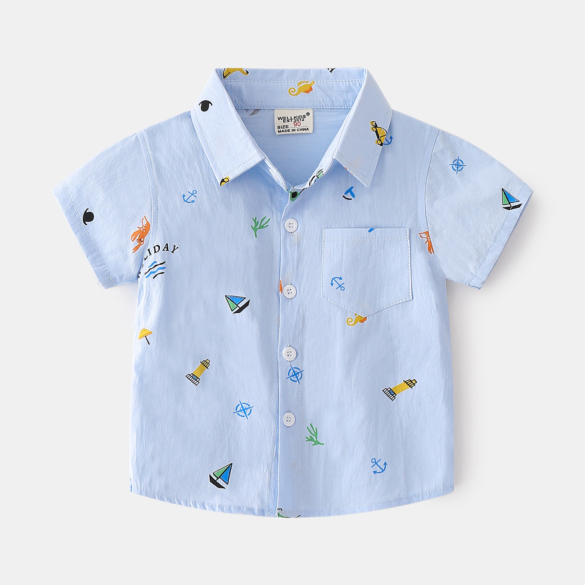 [513102] - Atasan Kemeja Fashion Anak - Motif Anchor Ship