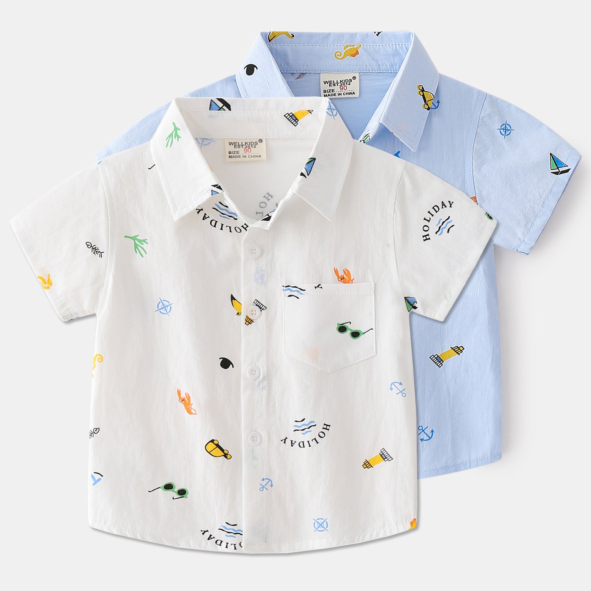 [513102] - Atasan Kemeja Fashion Anak - Motif Anchor Ship