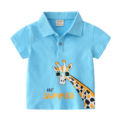 [513108] - Atasan Kaos Polo Fashion Anak Import - Motif Cool Giraffe